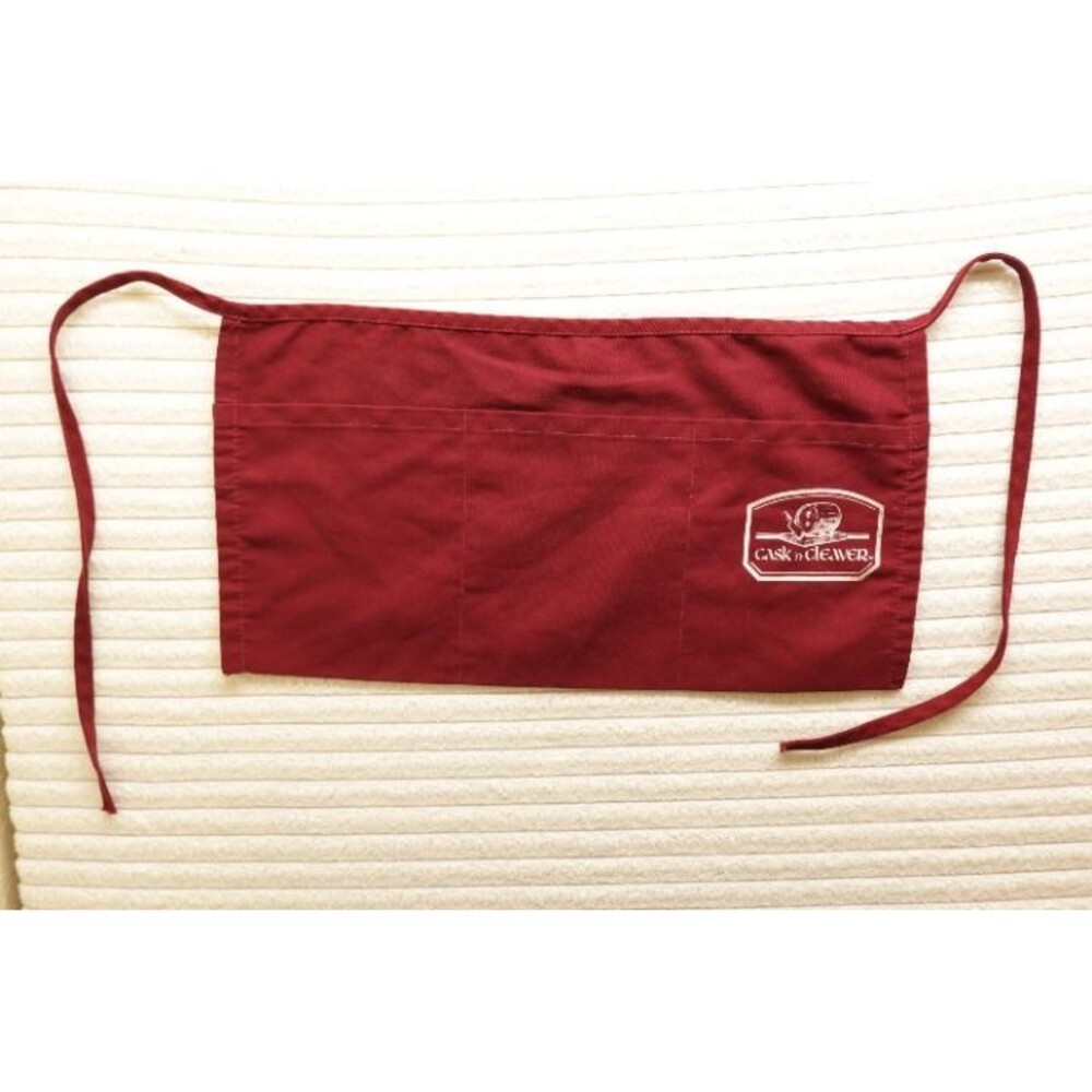 Vintage Cask n Cleaver Maroon Waist Apron Cooking Kitchen Attire Collectible